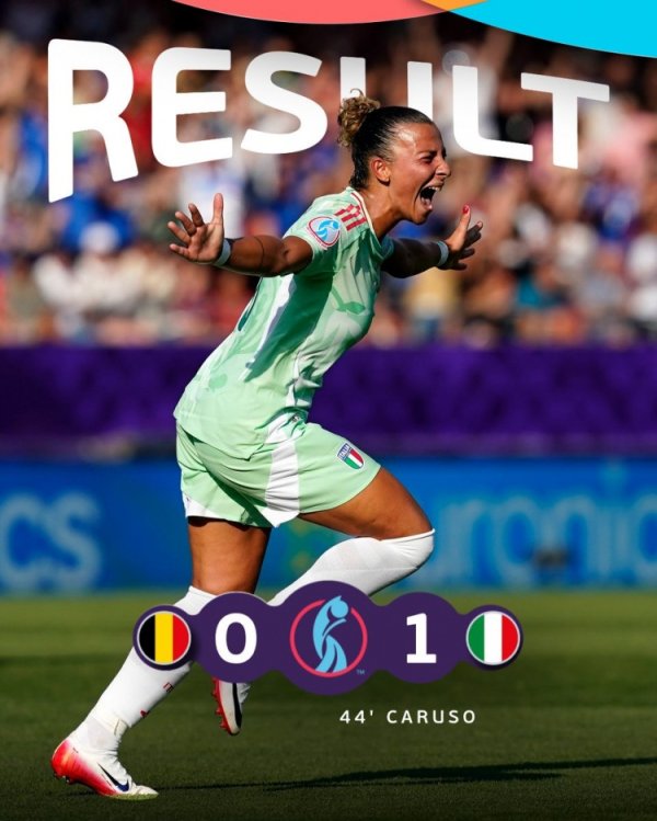 女足欧洲杯：意大利1-0比利时，拜仁女古代足球    员卡鲁索一击致胜