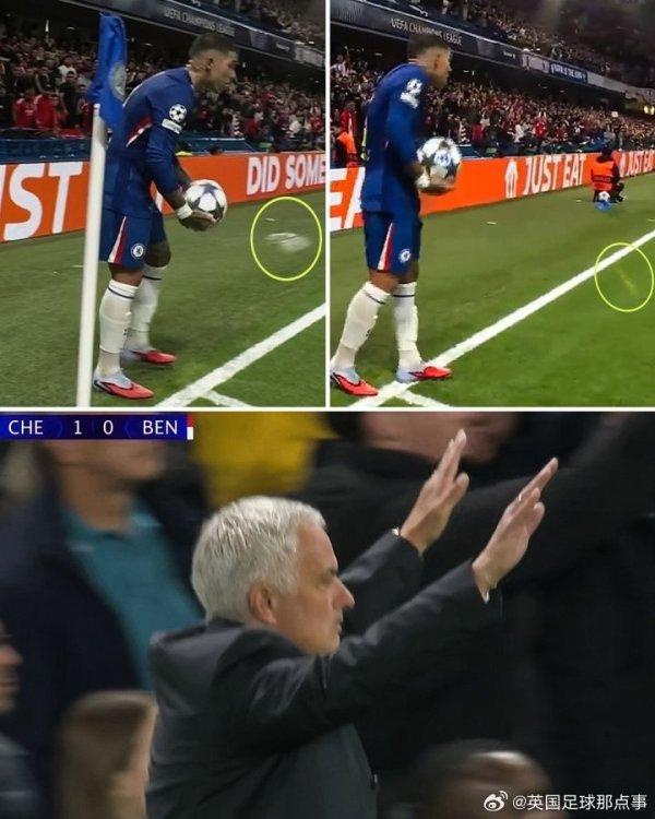 🎥恩佐罚底线球时，穆里尼奥走过来告诉本菲卡球迷不要再扔东西