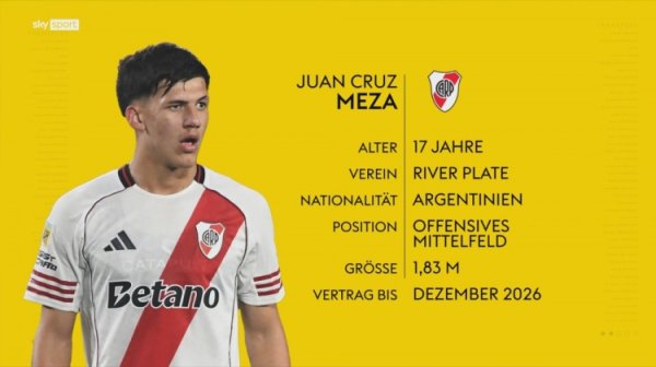 德天空：多特有意17岁的克鲁塞罗后场球员普拉斯特、河床攻击手梅萨